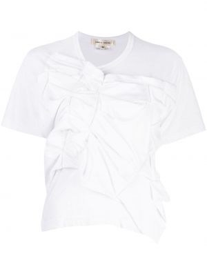 Majica z okroglim izrezom z draperijo Comme Des Garçons bela