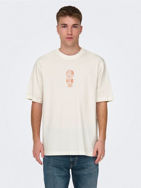 Camiseta con estampado manga corta Only & Sons blanco