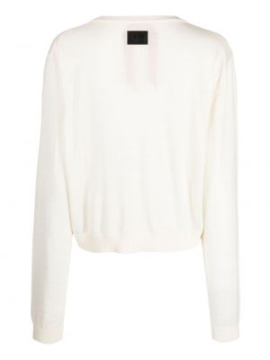 Vlněný svetr s výstřihem do v Nº21 bílý