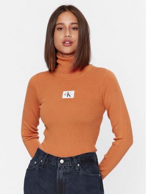 Dolčevita slim fit Calvin Klein Jeans narančasta