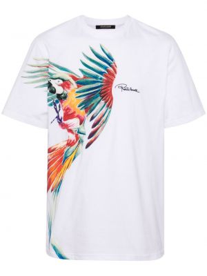 Bavlněné tričko s potiskem Roberto Cavalli bílé
