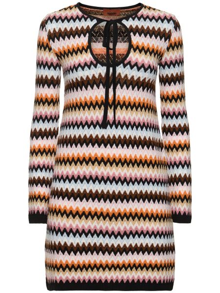 Lang ermet stripete ull dress Missoni