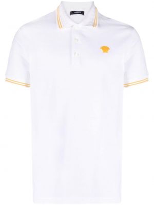 Medvilninis siuvinėtas polo marškinėliai Versace balta