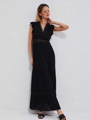 Boho φόρεμα με δαντέλα Moodo μαύρο