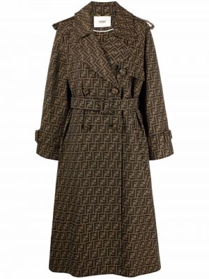 Płaszcz z printem Fendi, brązowy