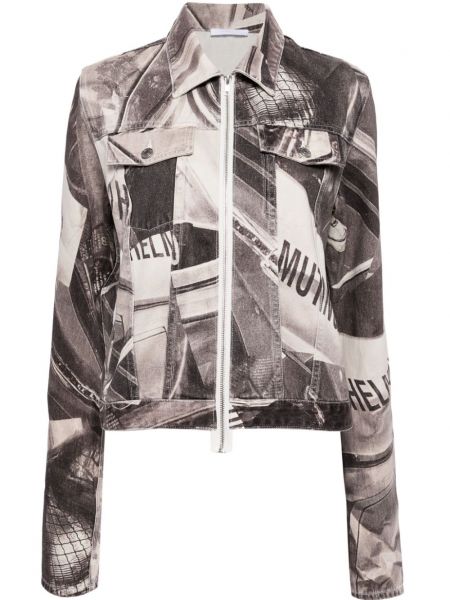 Džínsová bunda na zips s potlačou Helmut Lang