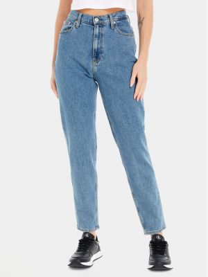 Jeansy z wysoką talią Calvin Klein Jeans niebieskie