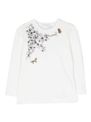 T-shirt a fiori Monnalisa bianco