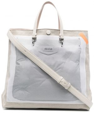 Shopper handtasche mit print Maison Margiela beige