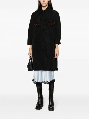Křišťálový saténový kabát Simone Rocha černý