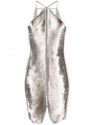 Drapované koktejlové šaty Cult Gaia stříbrné