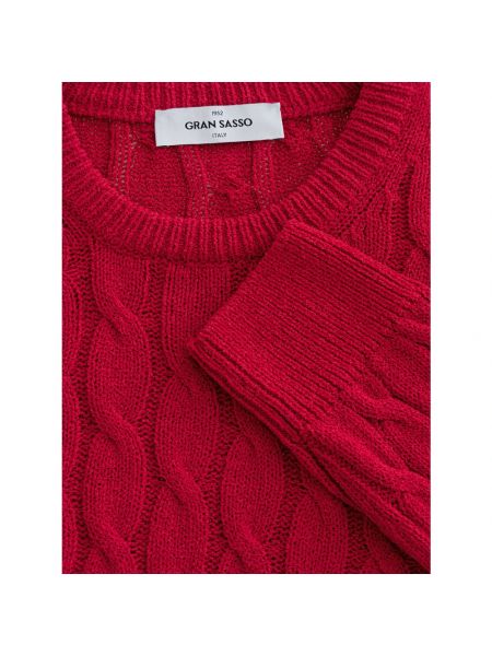 Jersey de tela jersey de cuello redondo con trenzado Gran Sasso rojo