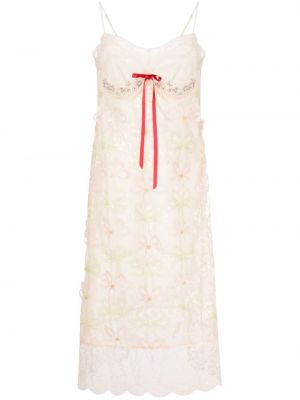 Tylové šaty s mašlí Simone Rocha růžové