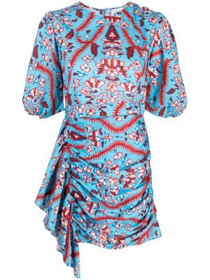 Bavlněné mini šaty s krátkými rukávy Rhode - modrá