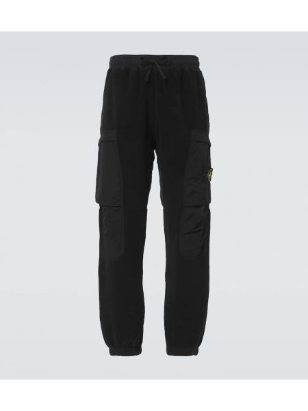 Puuvilla fleece cargo-housut Stone Island musta