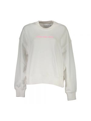 Bluza dresowa bawełniana z nadrukiem Calvin Klein biała
