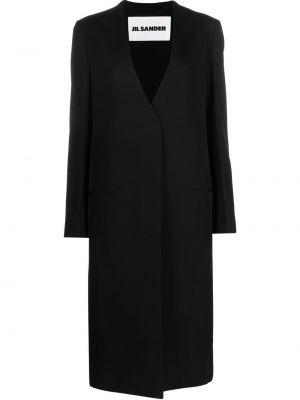 Вълнено палто с v-образно деколте Jil Sander черно
