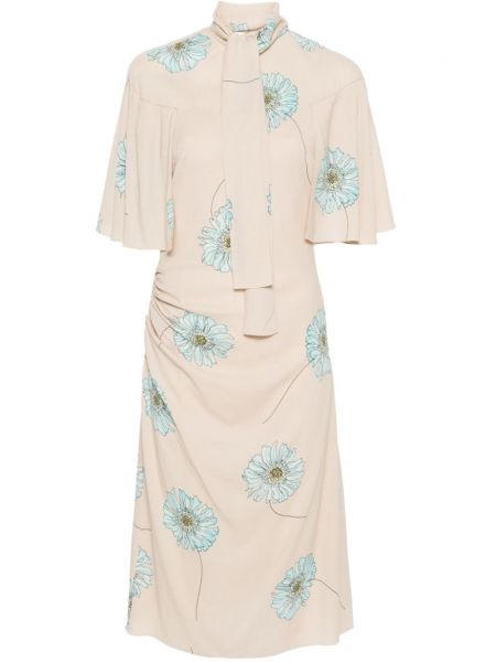 Midi haljina s cvjetnim printom s printom Prada