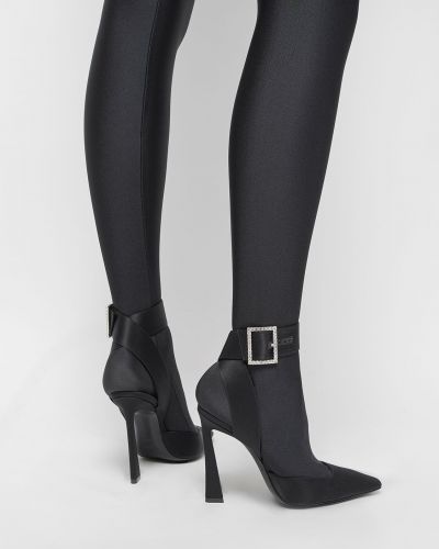 Сатенени полуотворени обувки от креп Saint Laurent черно