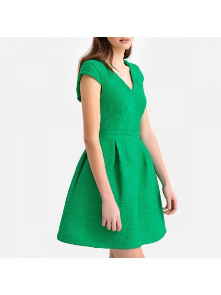 С разрезом платье мини с короткими рукавами короткое Suncoo, зеленое