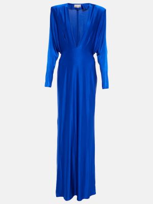 Satynowa sukienka długa Alexandre Vauthier niebieska