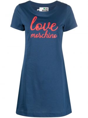 Памучна рокля с принт Love Moschino синьо