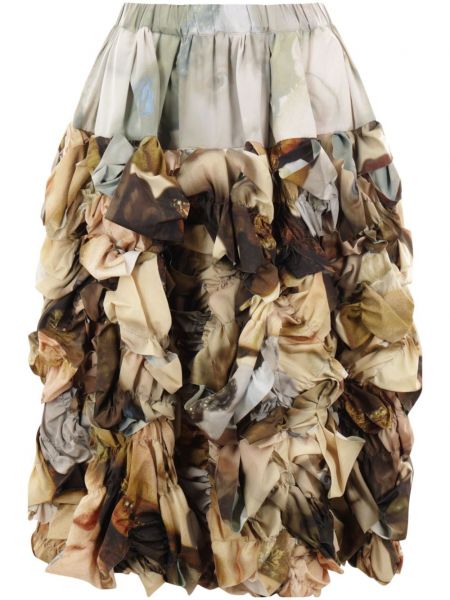 Suknja s prorezom s printom Comme Des Garçons smeđa