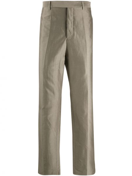 Pantalones rectos de seda Rick Owens gris
