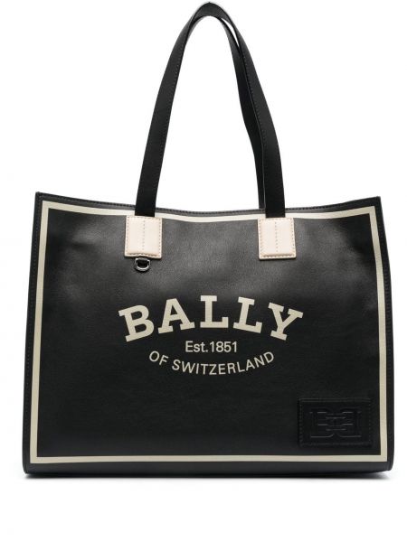 Lær shoppingbag Bally svart