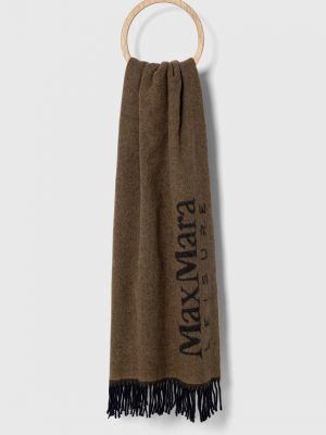 Однотонний вовняний шарф Max Mara Leisure коричневий