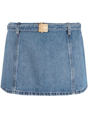 Spódnica jeansowa na sprzączkę Miu Miu niebieska