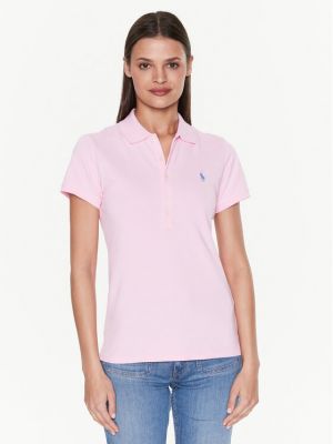 Polo marškinėliai slim fit Polo Ralph Lauren rožinė