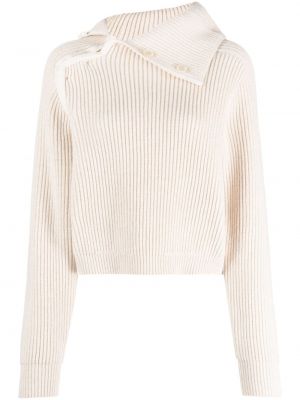 Sweter wełniany asymetryczny Jacquemus biały