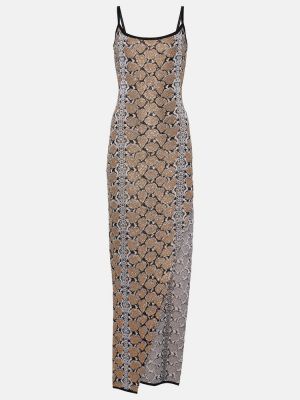 Sukienka długa z nadrukiem w wężowy wzór Balmain