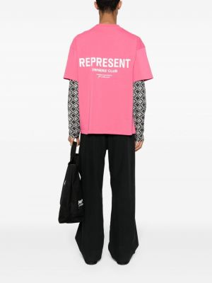 Bavlněné tričko s potiskem Represent růžové