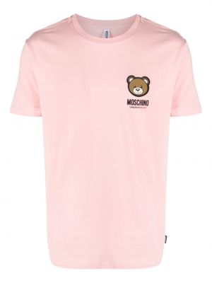 Тениска с принт Moschino розово