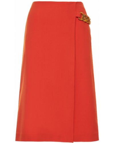 Vlněné mini sukně na zip Stella Mccartney - oranžová