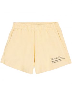 Shorts de sport en coton à imprimé Sporty & Rich jaune