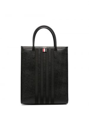 Usnjena nakupovalna torba Thom Browne črna