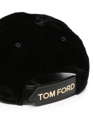 Sametová kšiltovka s potiskem Tom Ford černá