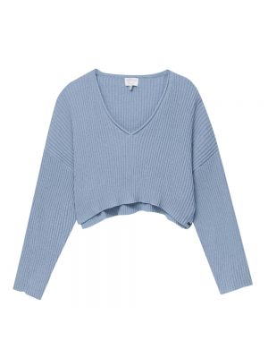 Короткий свитер с v-образным вырезом Pull&bear синий