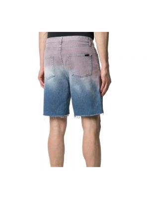 Pantalones cortos vaqueros con flecos Saint Laurent azul