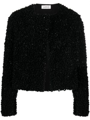 Vlněná bunda s výšivkou Lanvin černá