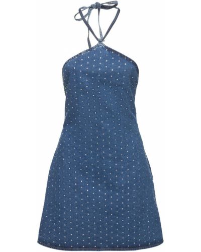 Bavlněné mini šaty Giuseppe Di Morabito modré