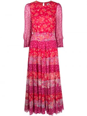 Midi obleka s cvetličnim vzorcem s potiskom Rixo rdeča