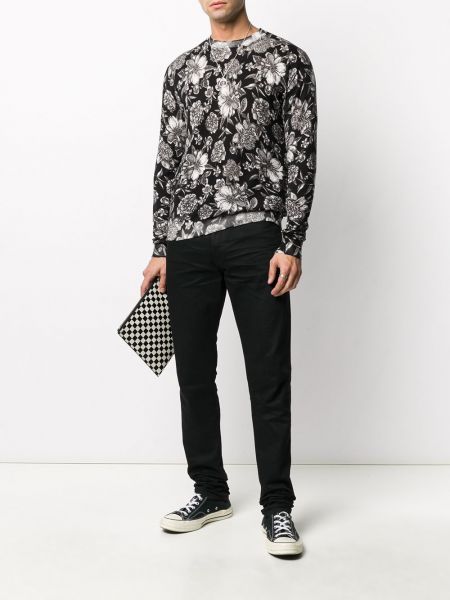 Jersey de flores de tela jersey Laneus negro