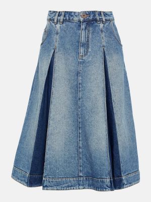 Plisované džínová sukně Balmain modré