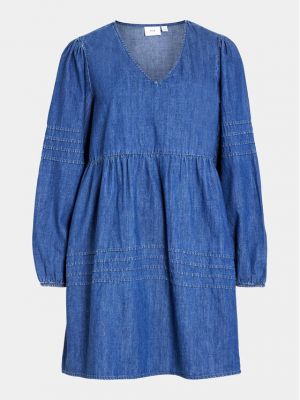 Laza szabású denim ruha Vila kék
