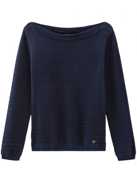 Памучен пуловер Woolrich синьо