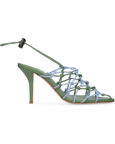 Pletené kožené sandále z ekologickej kože Gia Borghini béžová